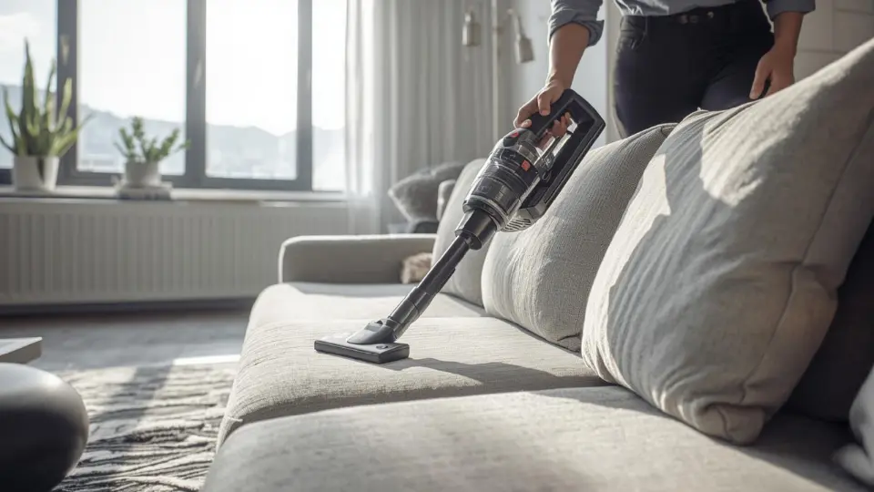 cleaning upholstery with a vacuum cleaner