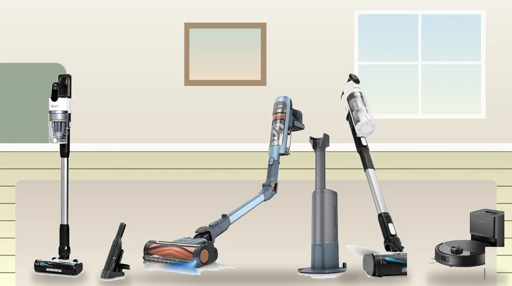 Lightweight cordless vacuums for seniors in a living room: Levoit Aero, Shark WandVac, Shark PowerDetect Speed, Levoit LVAC-200 and Roborock Q10 S5+