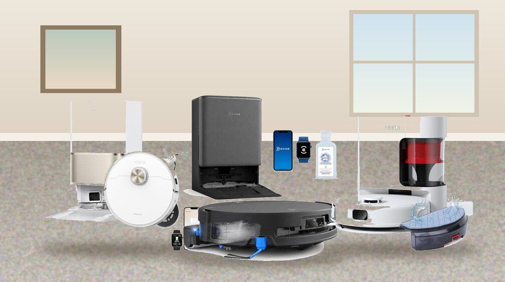 Self-emptying robot vacuums for pet hair on a living room floor